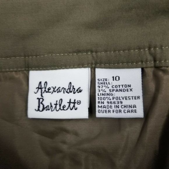 Alexandra Bartlett Olive Green Pleat Skirt Size 10 - Picture 8 of 10